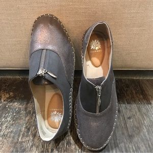 Yellow Box zip loafers metallic gun metal LADIES